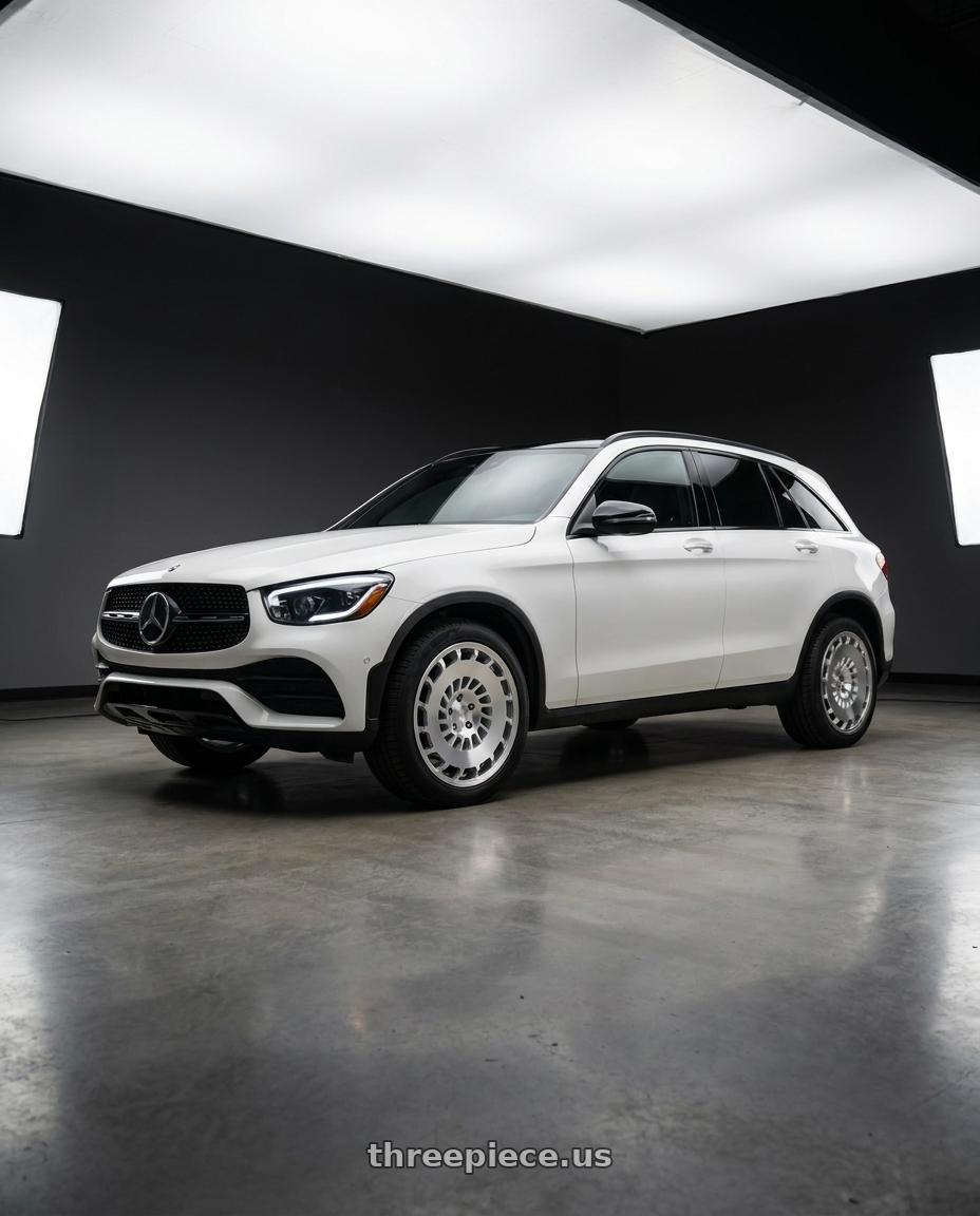 2022 Mercedes Glc300 with Rotiform 1PC R135 CCV BLANK 18X8.5 +35 GLOSS SILVER MACHINED wheels