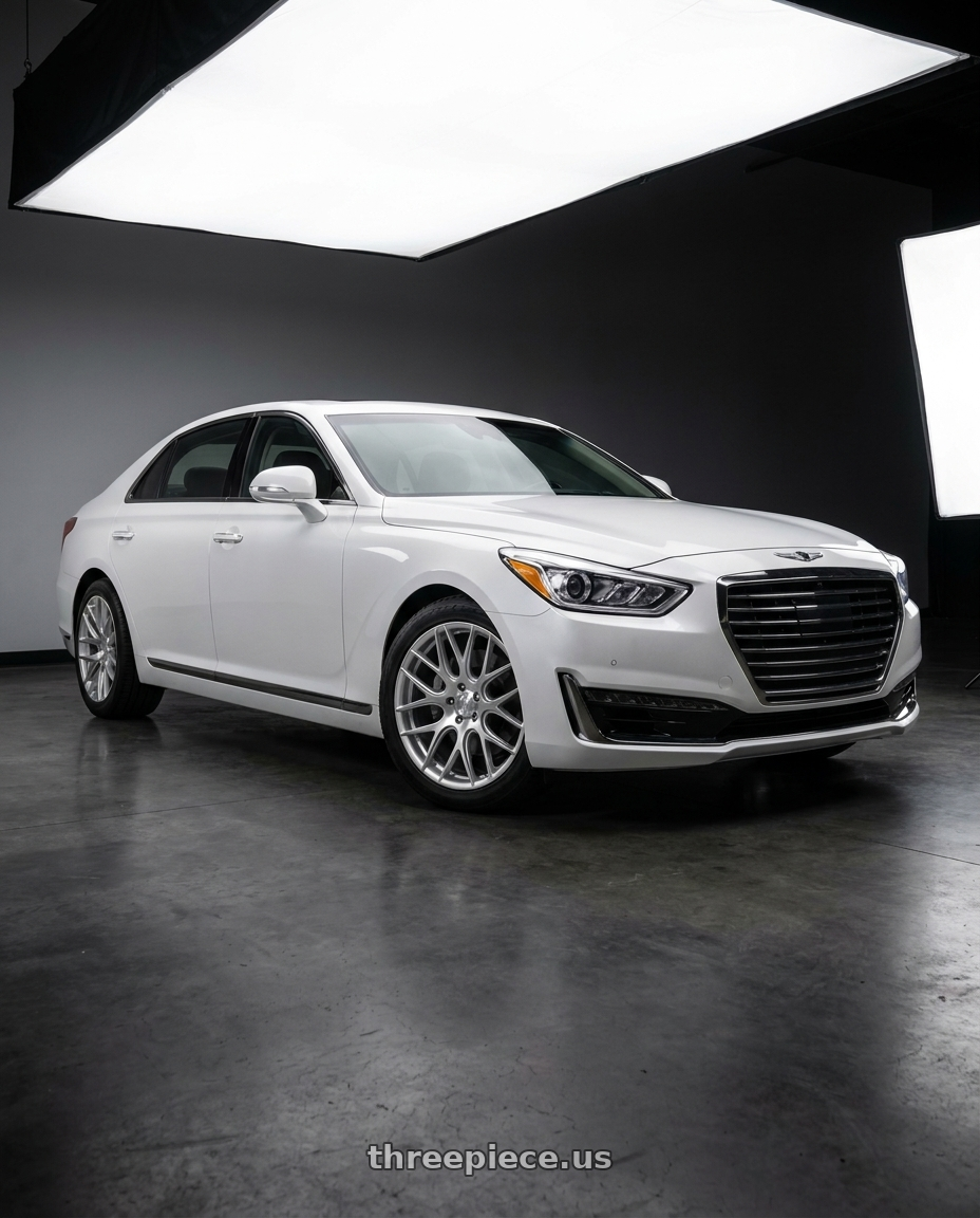 2018 genesis g90 ultimate with DOLCE PERFORMANCE MONZA 5x114.3 20x10 +40 Gloss Silver Machined Face wheels