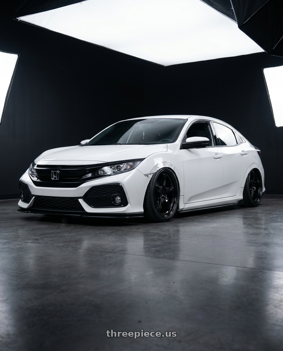 2024 Honda Civic with Gram Lights 57CR 5x114.3 18x9.5+12 Glossy Black wheels