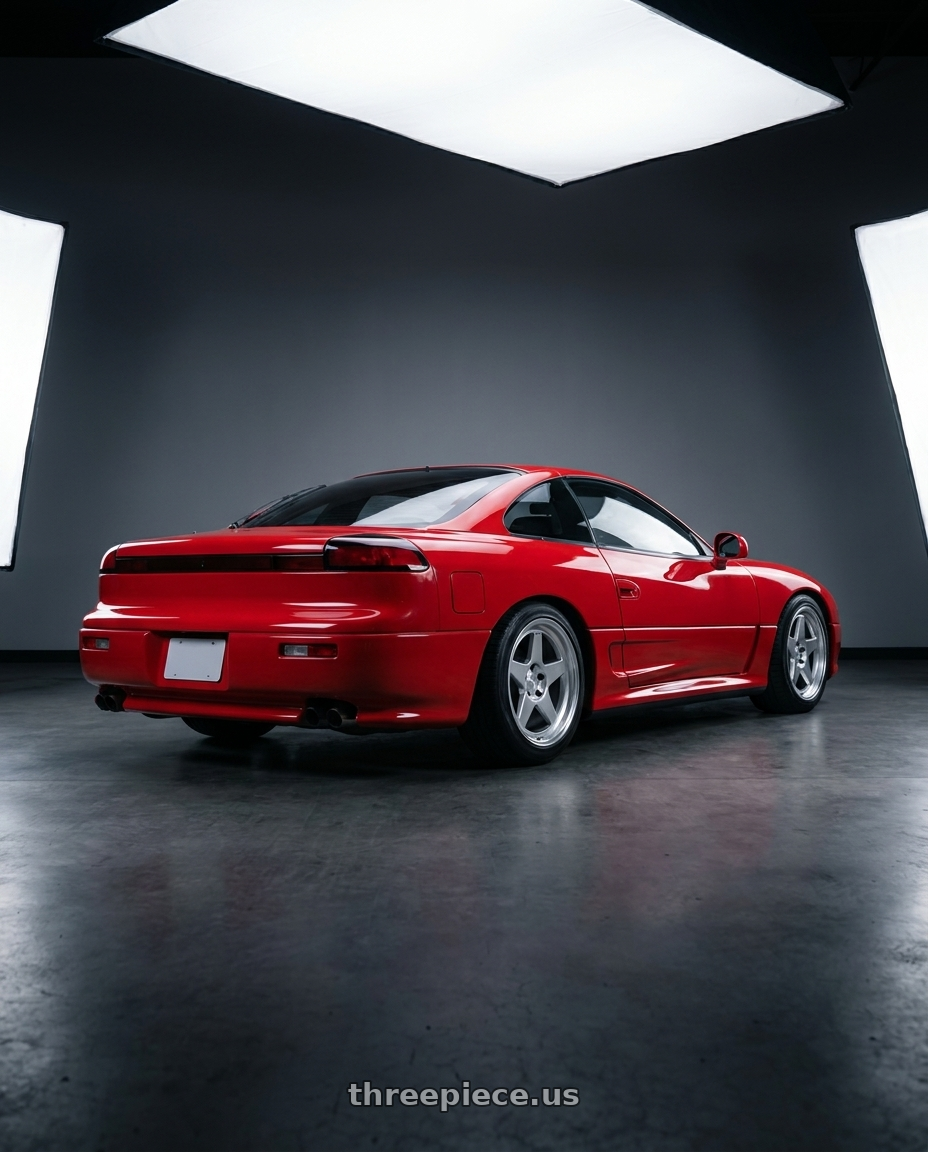 1992 Dodge Stealth with Kansei K12H KNP 5x114.3 18x8.5 35 Hyper Silver wheels rear three quarter view square tires