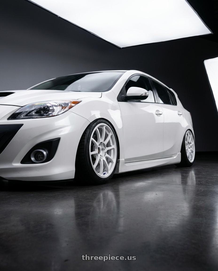 2012 Mazda Mazdaspeed3 with Advan RCIII 5x114.3 18x8.5+38 White wheels
