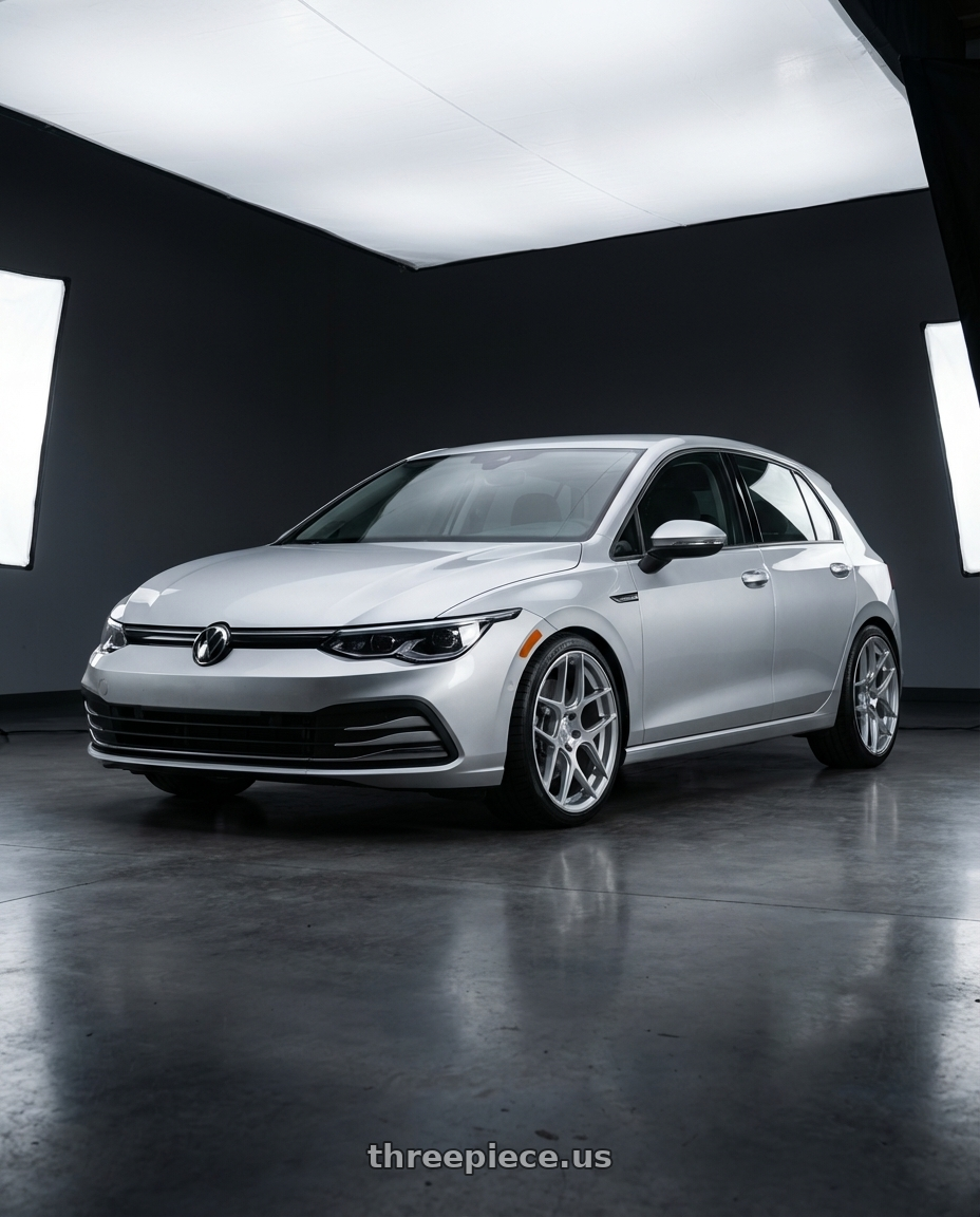 2024 Volkswagen Golf R MK8 with Aodhan AFF2 5x112 19x9.5+35 Gloss Silver Machined Face wheels