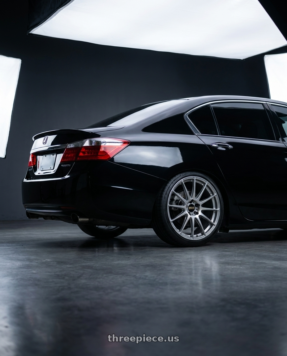 2014 Honda CR2 Accord 3.5 Touring with BBS FS 5x112 19x9.0+25 Diamond Silver wheels rear three quarter view slight stretch tires