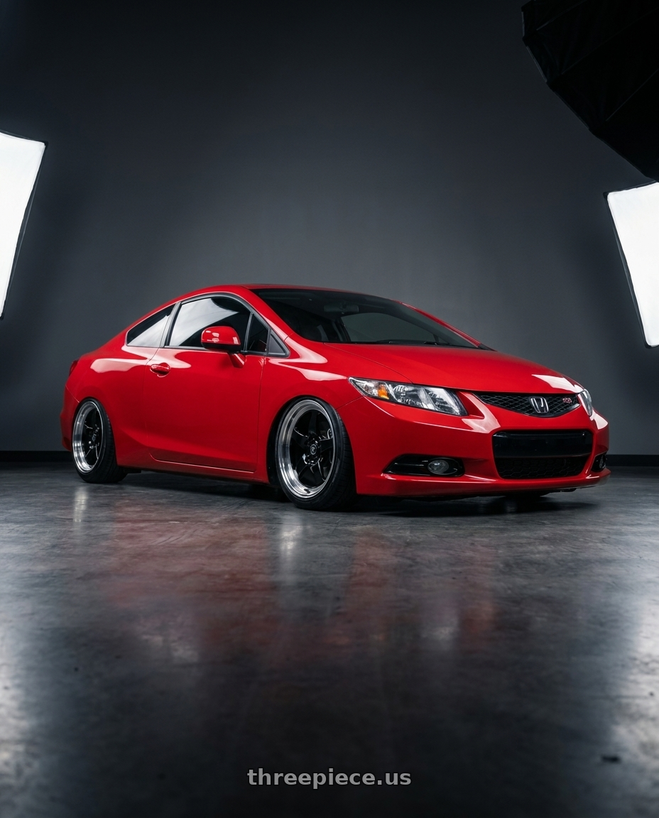 2015 Honda Civic Si with Forgestar D5 Drag 5x114.3 18x10 +22 Gloss Black Machined wheels