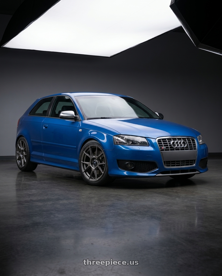 2019 Audi S3 8V with Konig Ampliform 5x112 18x8.5+43 Dark Metallic Graphite wheels