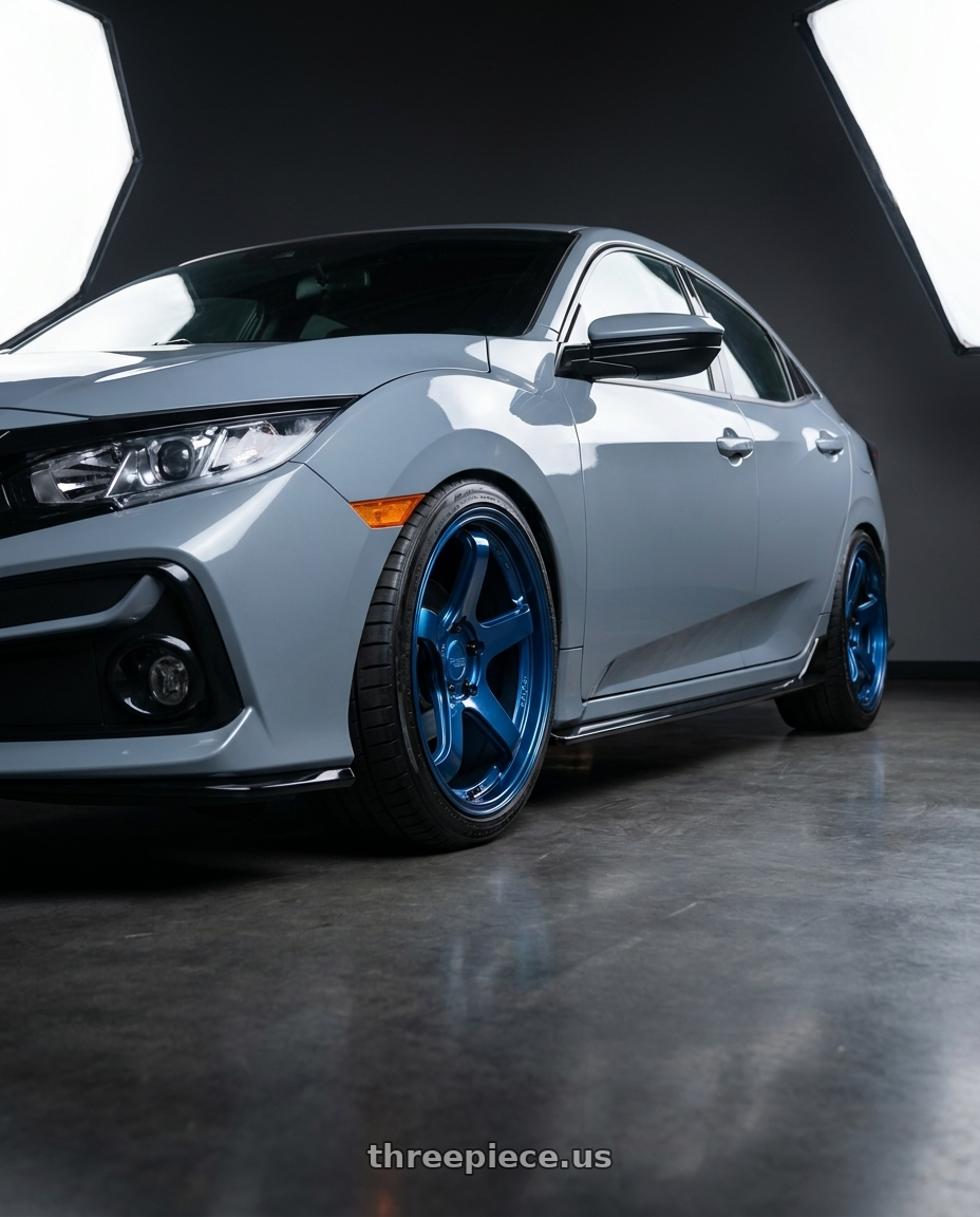 2021 Hinda Civic sports Hatchback with KATANA RACING HR05 5x114.3 18x8.5 +35 Metallic Blue wheels