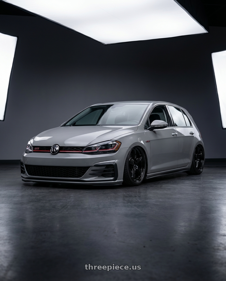 2019 Volkswagen GTI MK7 with Gram Lights 57CR 5x112 19x10.5+22 Glossy Black wheels