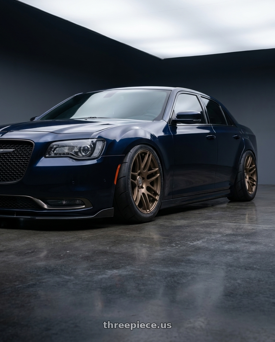 2007 Chrysler 300c dark blue with Forgestar F14 5x114.3 20x11 +55 Satin Bronze wheels
