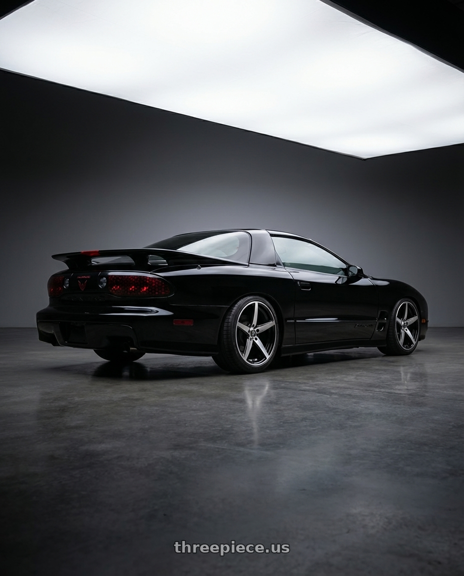 1997 Pontiac Firebird WS6 with WHITE DIAMOND W244 5x100/5x114.3 18x8+35 BLACK / MACHINED wheels rear three quarter view slight stretch tires