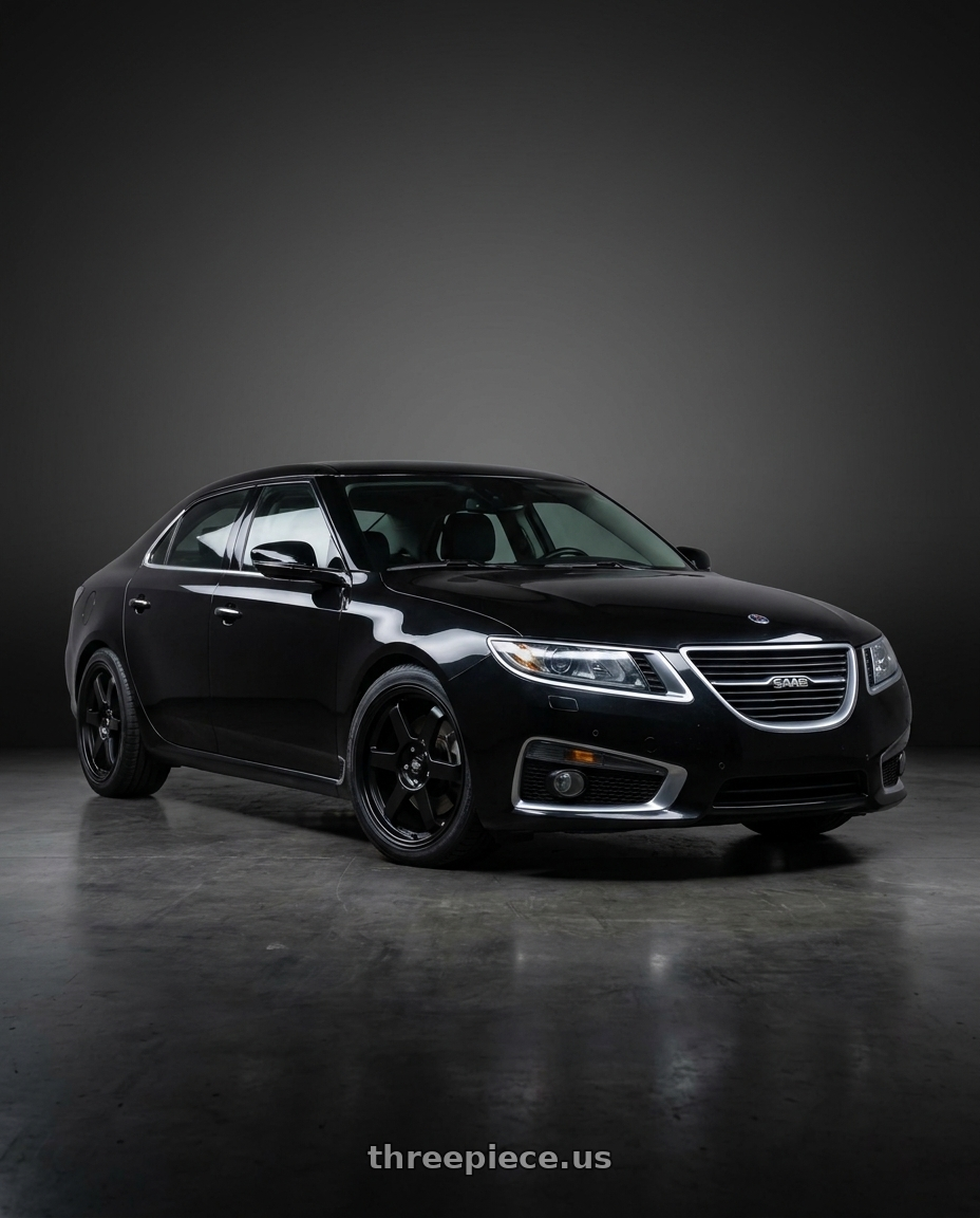 2012 Saab 9-5 aero with MST Wheels Time Attack 5X114.3 18x8.5 +40 Matte Black wheels
