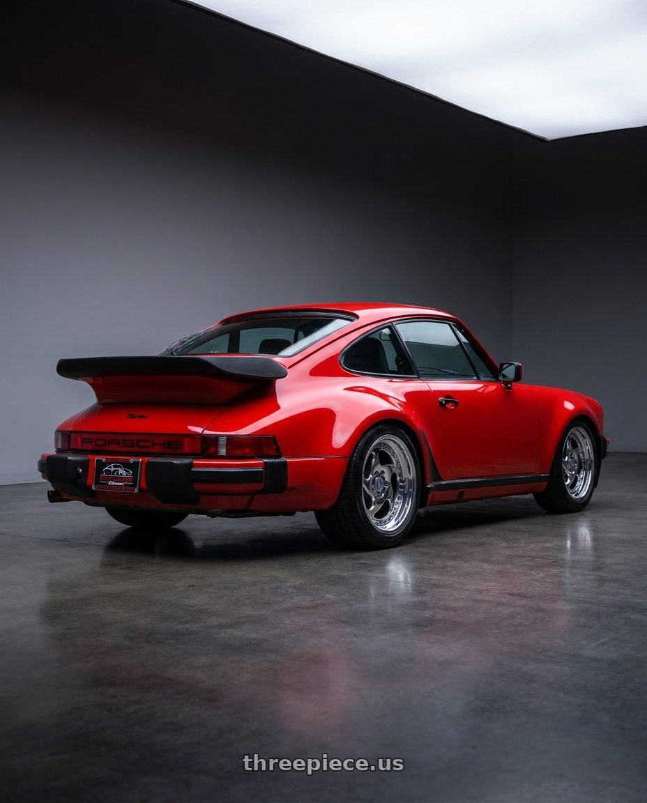 1986 porsche 911 carrera turbo with Heritage Wheel AVUS wheels rear three quarter view square tires