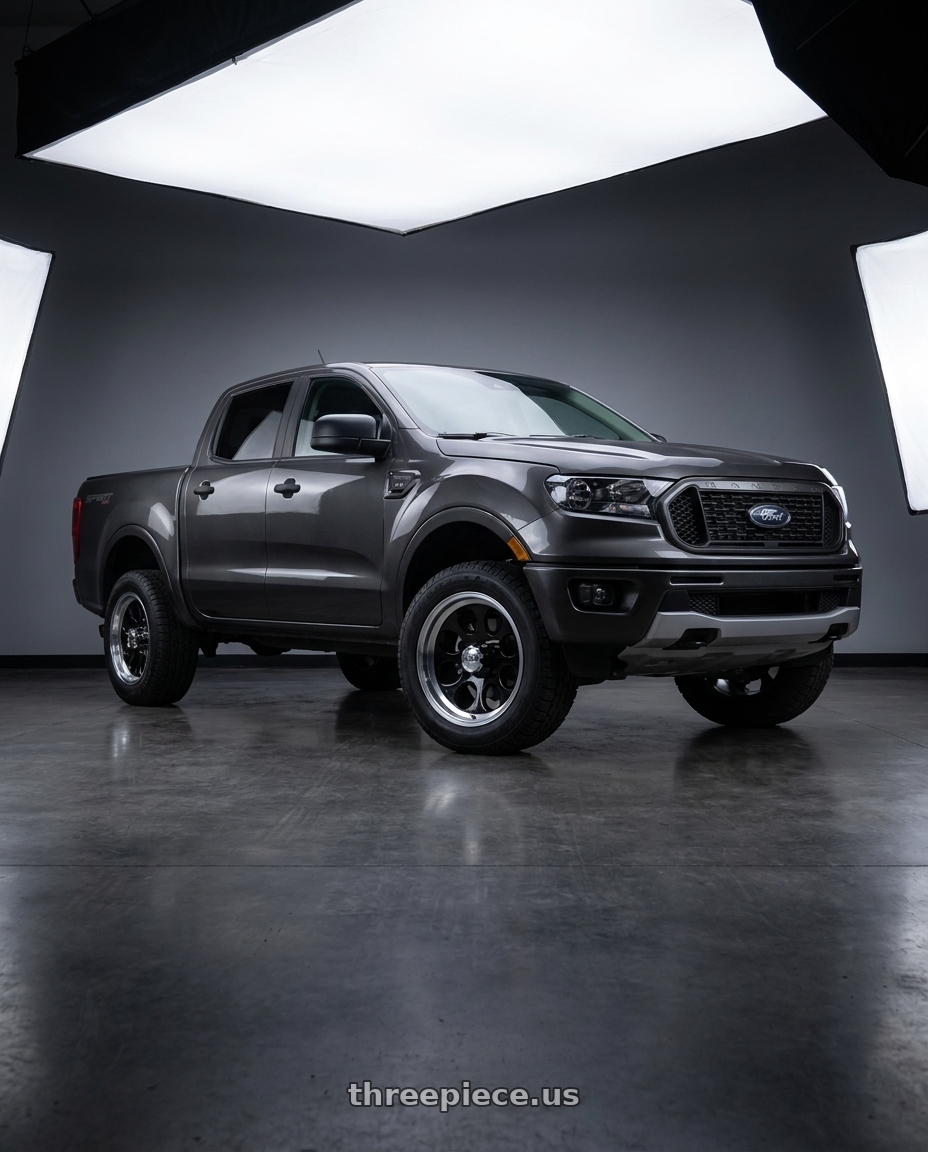2021 Ford Ranger XL with Ion Type 171 6x139.7 18x9+0 Black/Machined Lip wheels