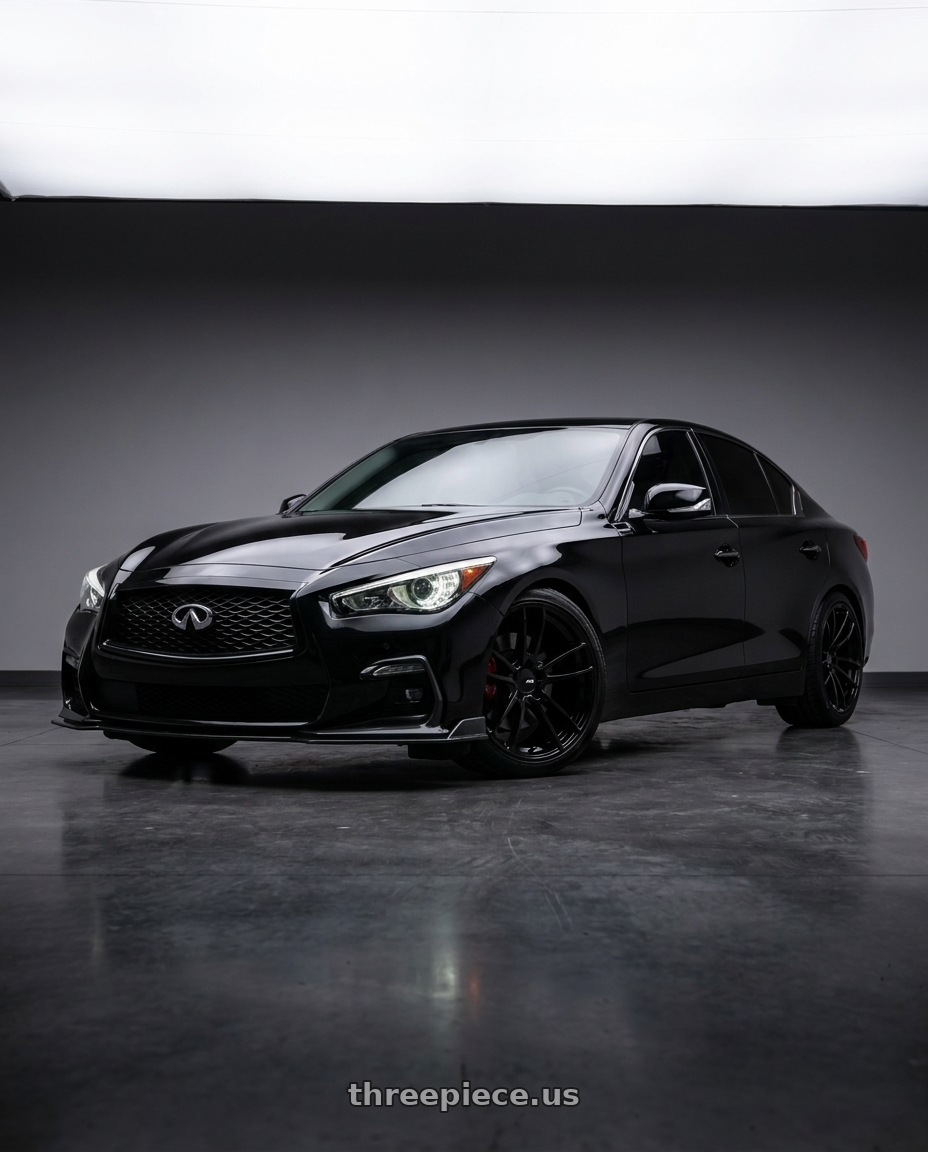 2018 Infiniti Q50 Luxe with American Racing AR941 MACH FIVE 5X114.3 19X11 +25 GLOSS BLACK wheels