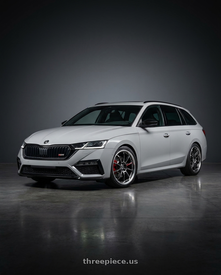 2023 Octavia combi rs  with Work Emotion Zr10 5x100 18x7.5 +38 Glim Black Diamond Rim cut wheels