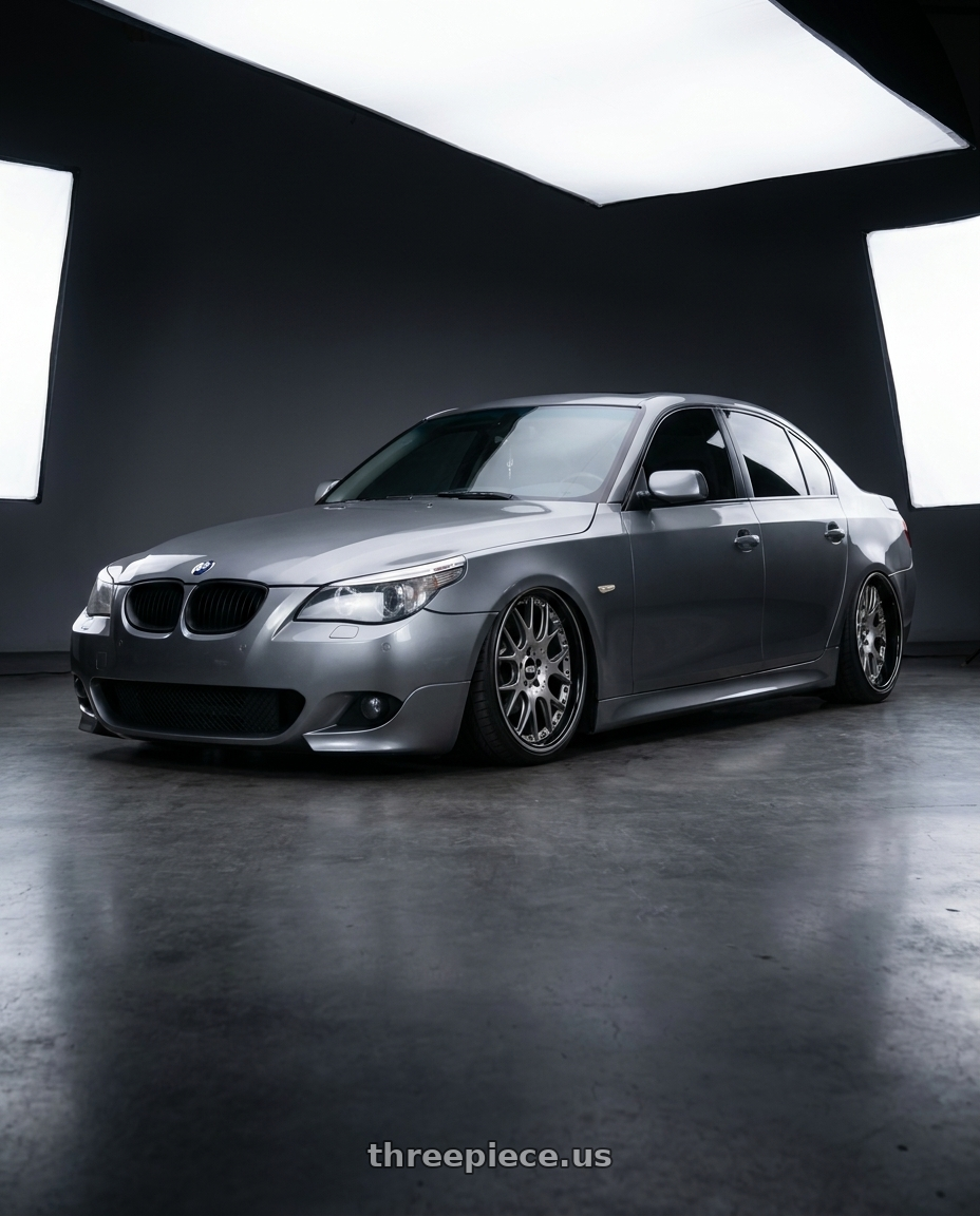2007 BMW 550i with BBS CH-RII 5x130 20x11.5 +47 Satin Platinum Center Black Lip Stainless Rim Protector wheels