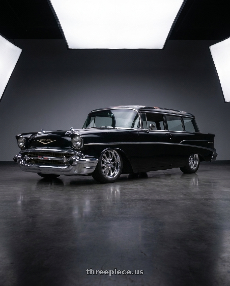 1957 chevrolet 210 handyman with Ridler Type 650 5x120.65 17x8+0 Chrome wheels