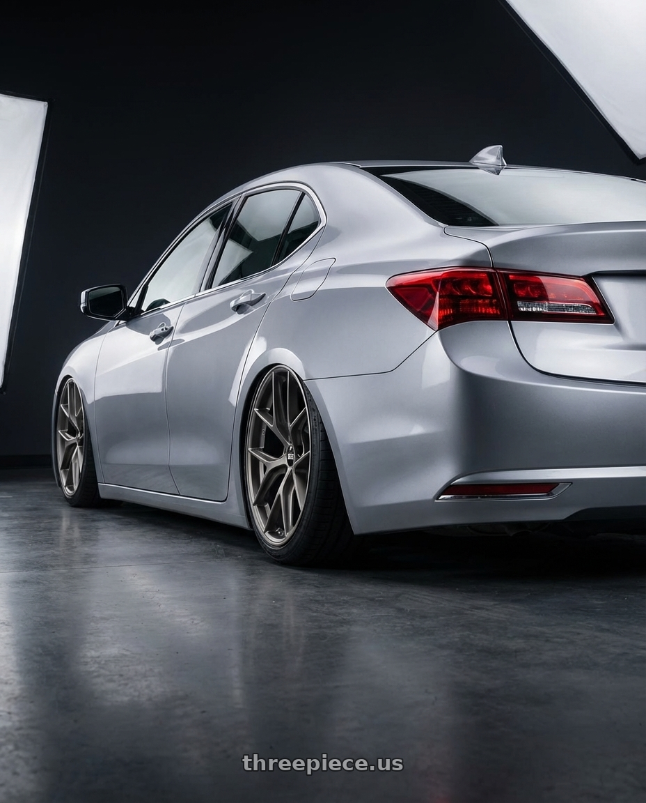 2019 Acura TLX with BBS CC-R 5x114.3 20x9.5+35 Satin Platinum wheels rear three quarter view slight stretch tires