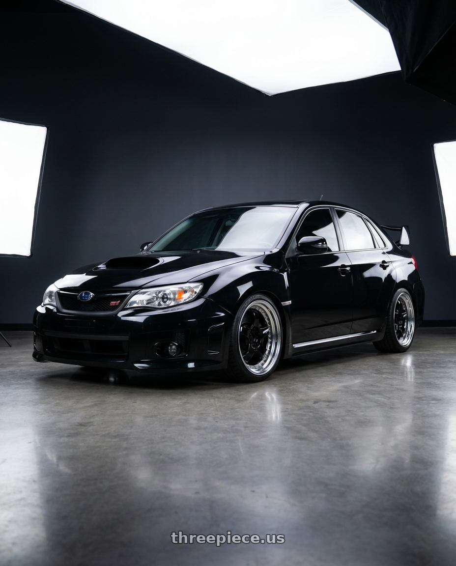 Black 2013 Subaru Impreza wrx Sti limited  with Work Meister S1 3P 5x100 18x9+22 A Disk Black wheels