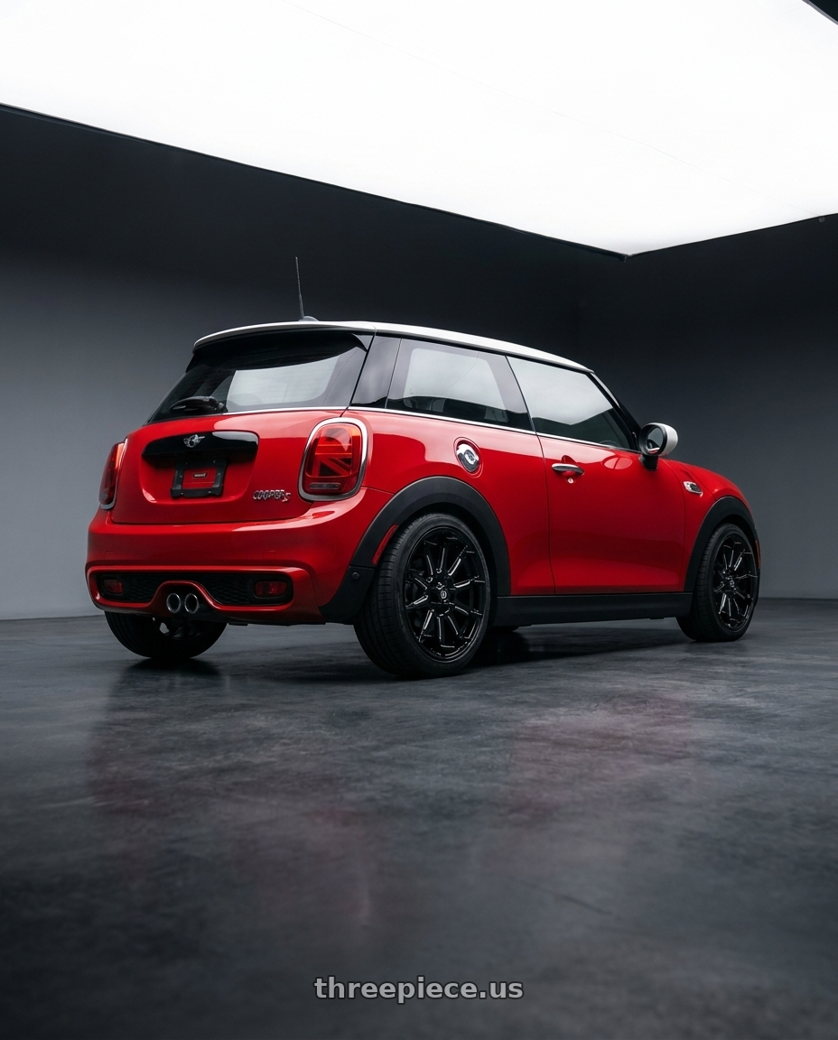 2021 Mini Cooper S Gen with Dropstars Cap CAP-DS-B18-SPIKE 82W - CAP-DS-B18-SPIKE wheels rear three quarter view square tires