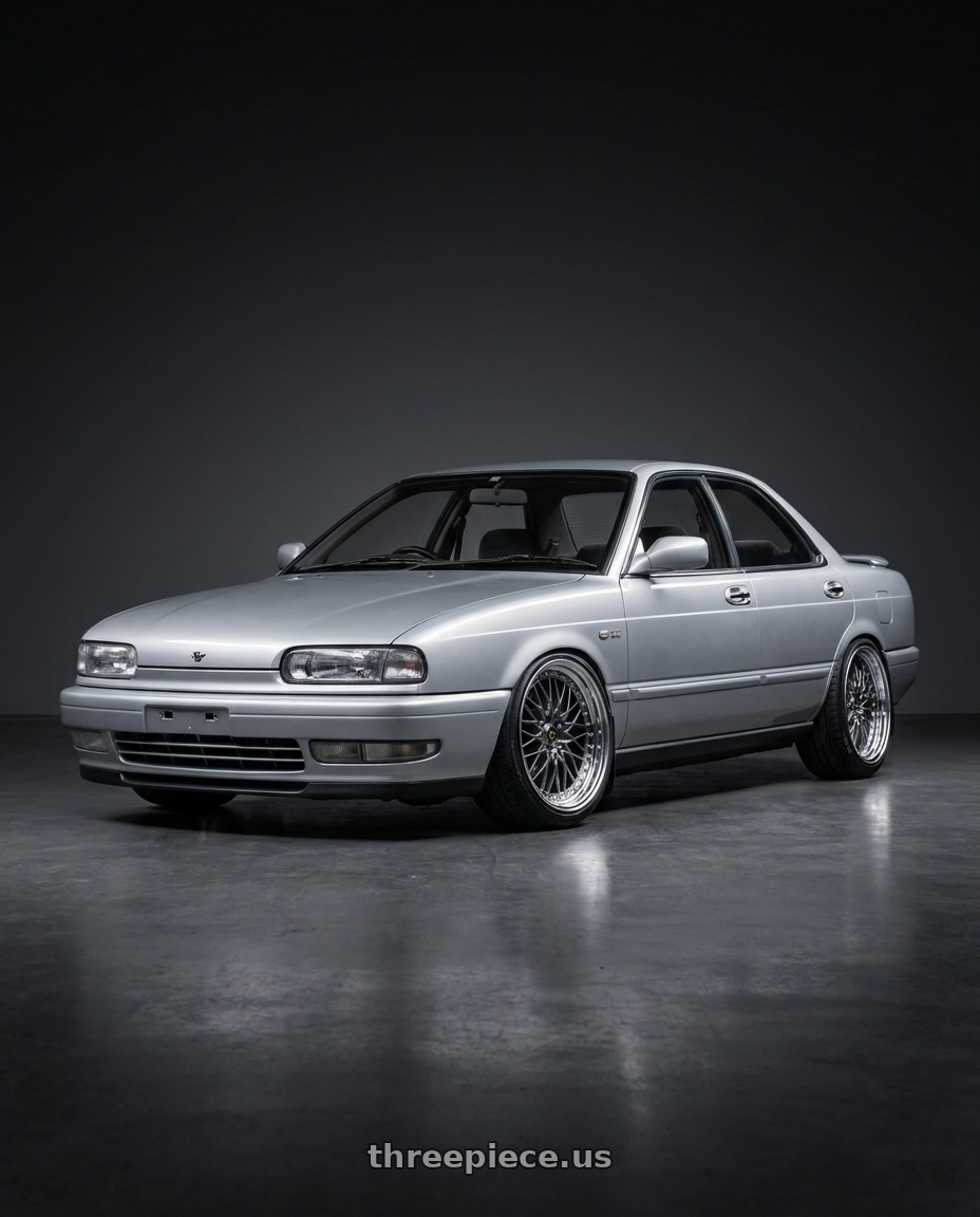 1990 nissan presea with Work Vs-Xv 5x100 18x7+28 A Disk Brilliant Silver Black wheels
