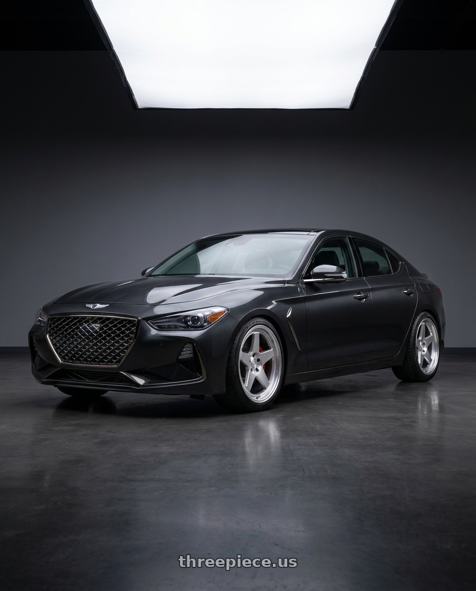 2019 Genesis G70 with Kansei K12H KNP 5X100 17x9 35 Hyper Silver wheels
