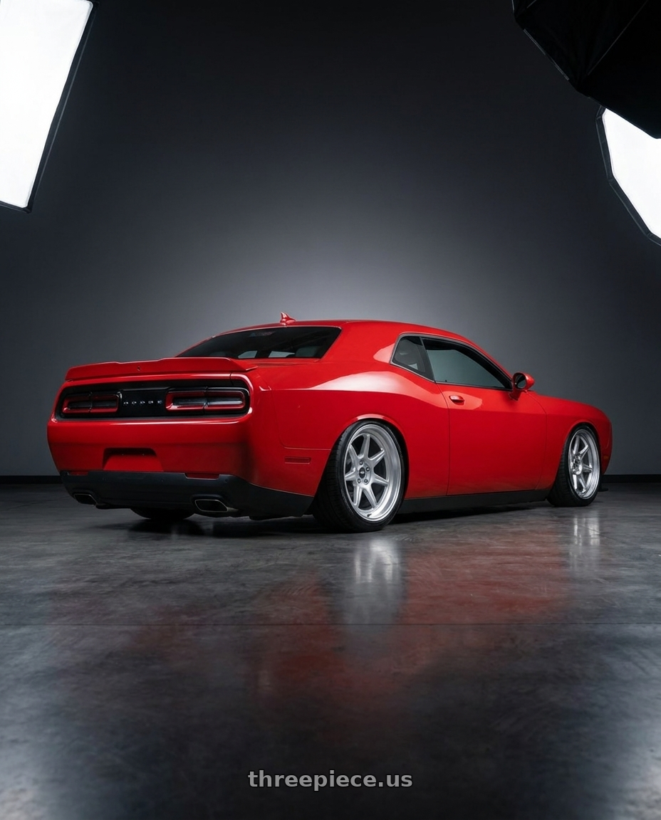 2021 Dodge Challenger GT AWD with ESR Wheels CR SERIES CR7 5x115 19x9 +20 Hyper Silver wheels rear three quarter view square tires