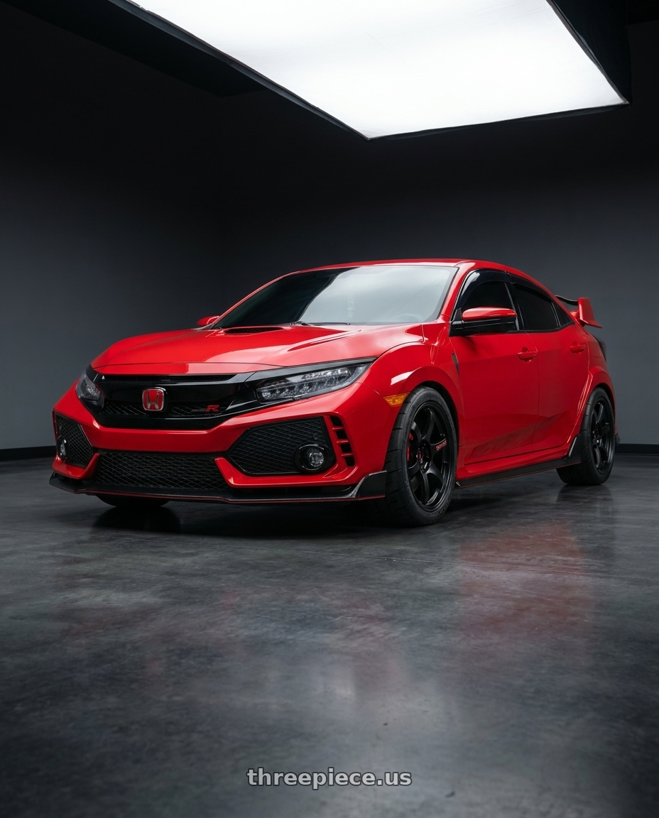 2019 civic type r with Gram Lights 57DR 5x120 18x9.5 +38 SEMI GLOSS BLACK wheels