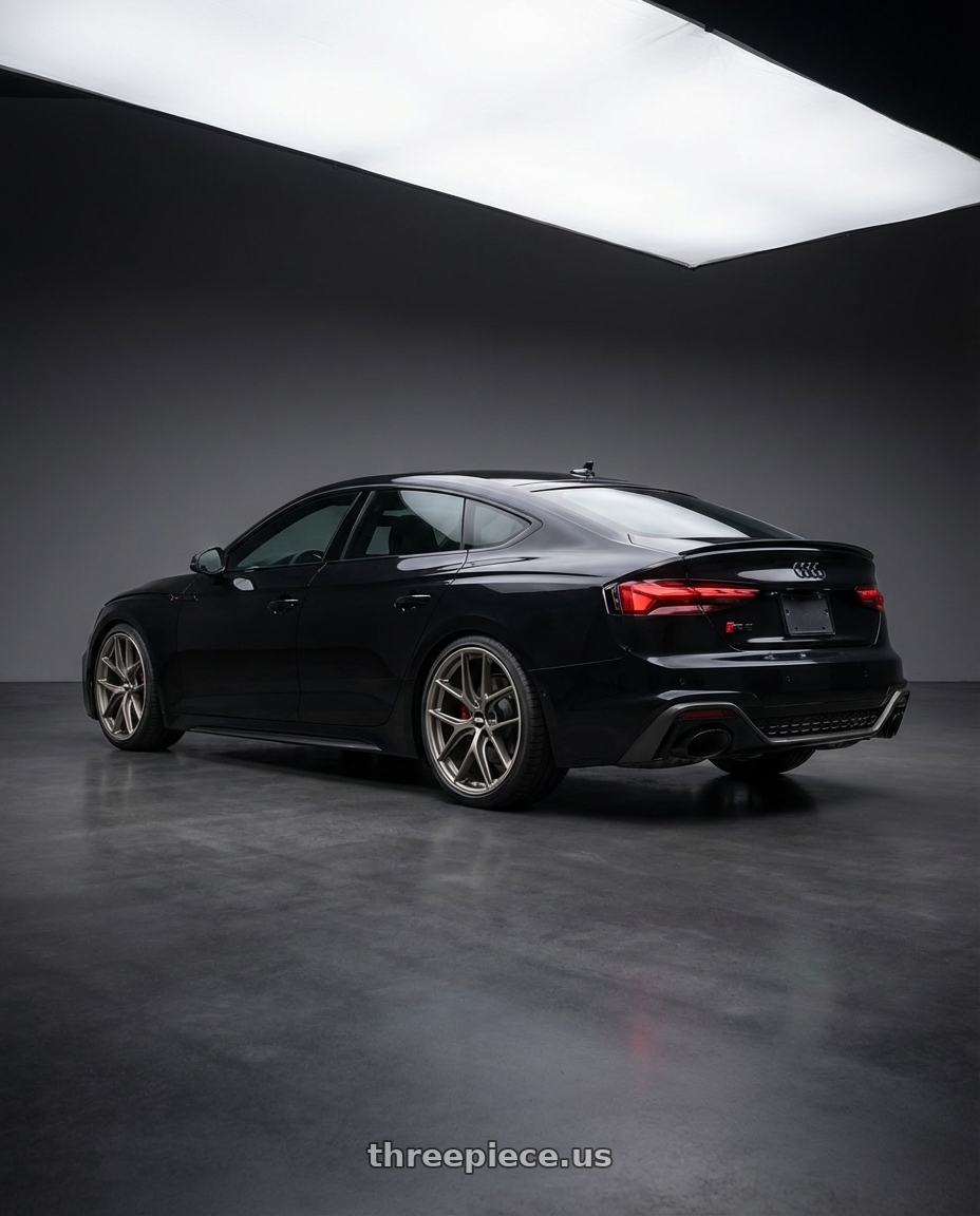 2022 Audi RS5 with BBS CC-R 5x112 20x9.0+25 Satin Platinum wheels rear three quarter view square tires