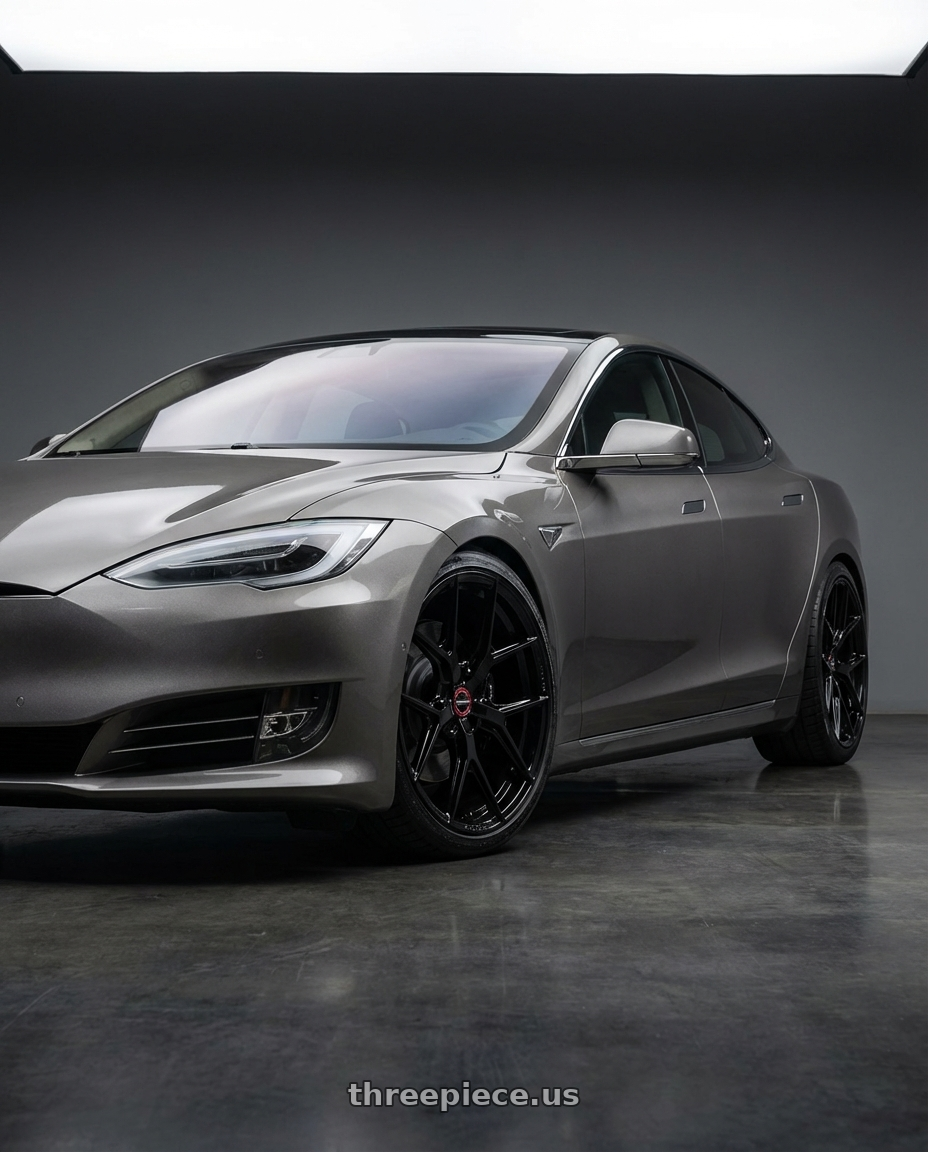 2018 Tesla Model S with Vossen HF-5 21x12 / 5x120 / ET52 / Deep Face / 72.56 - Gloss Black Wheel - HF5-1B36 wheels