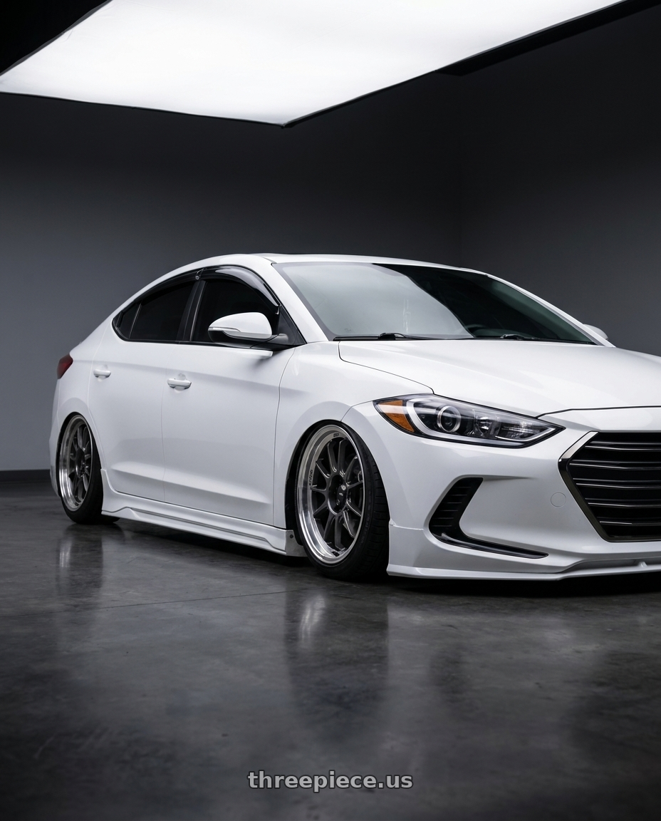 2018 Hyundai Elantra with Konig Hypergram 5x114.3 18x8.5+35 Metallic Carbon w/ Machined Lip wheels