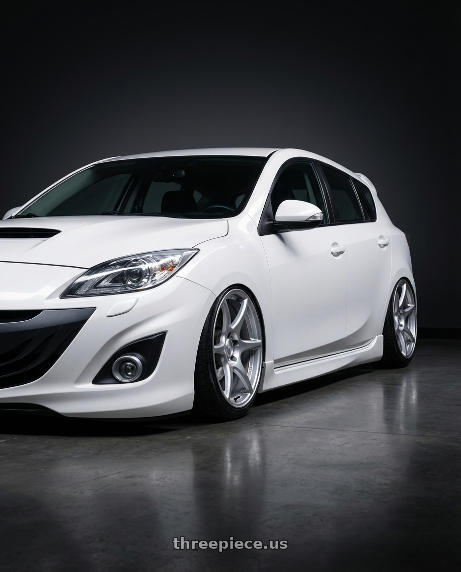 2012 Mazda Mazdaspeed3 with Kansei K11S Tandem 5x114.3 18x10.5 12 Hyper Silver wheels
