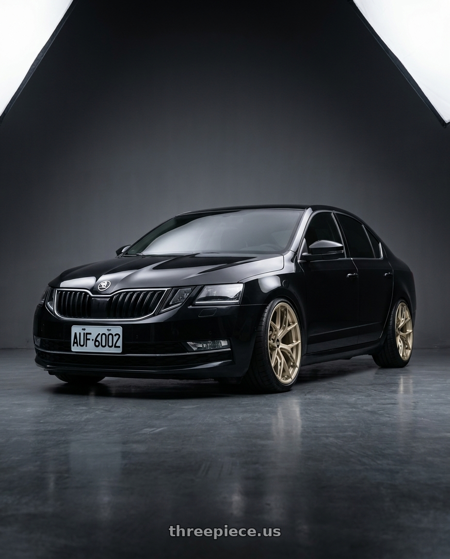 2017 skoda Octavia with BBS FI-R Evo 5x112 19x9.5+15 White Gold wheels