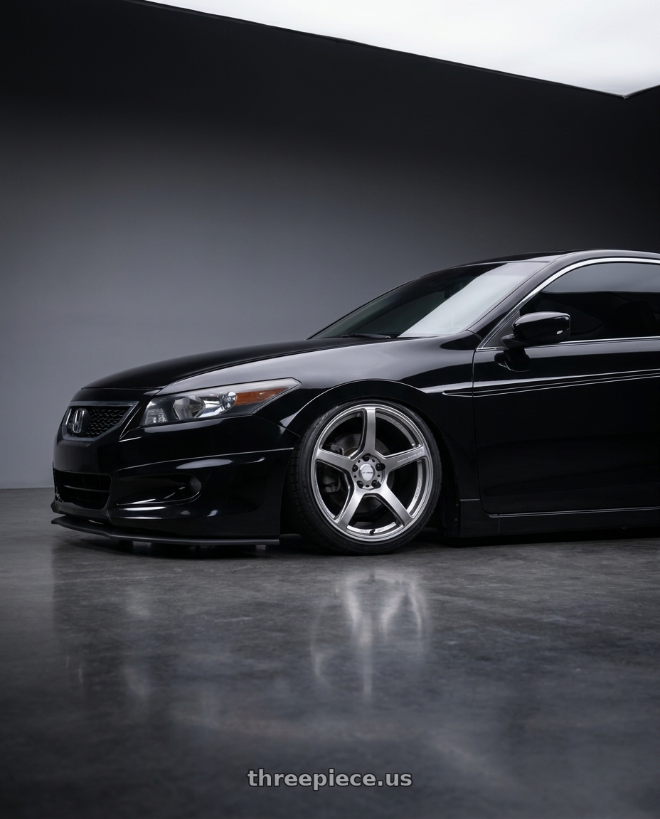 2010 Honda Accord Coupe EX-L Black with Work Emotion T5r 5x114.3 18x7.5 +53 Glow Silver wheels