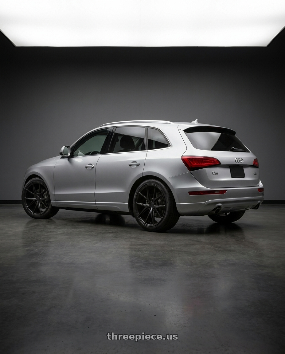 2014 Audi Q5 with Niche 1PC M117 MISANO 5X112 18X8 +30 MATTE BLACK wheels rear three quarter view square tires
