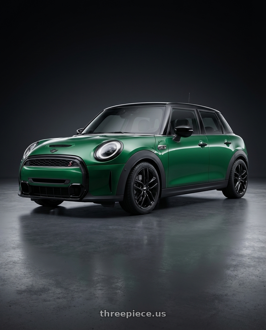 2022 Mini Cooper S - Britisch Green IV with BBS SX 5x112 18x8.0+44 Crystal Black wheels