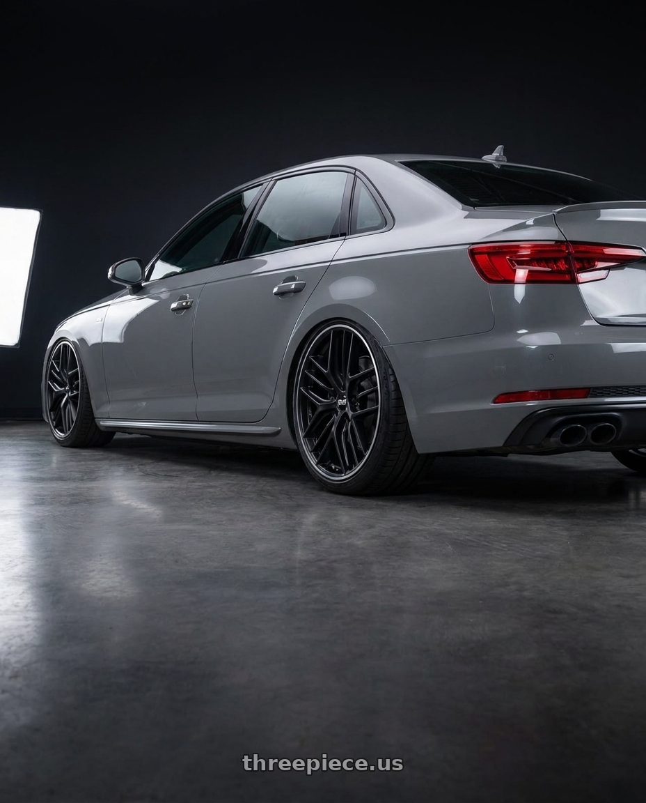 2023 Audi S4 B9 with BBS CC-R 5x112 20x9.0+25 Satin Black wheels rear three quarter view slight stretch tires