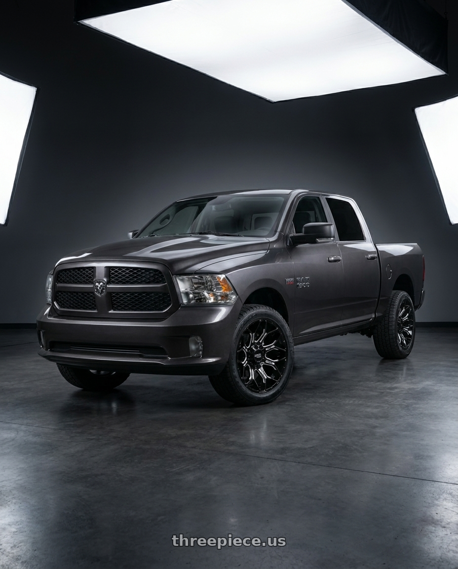 2018 Ram 1500 Sport with Moto Metal MO808 SNIPER 5X139.7/5X150 20X10 -18 GLOSS BLACK MILLED wheels