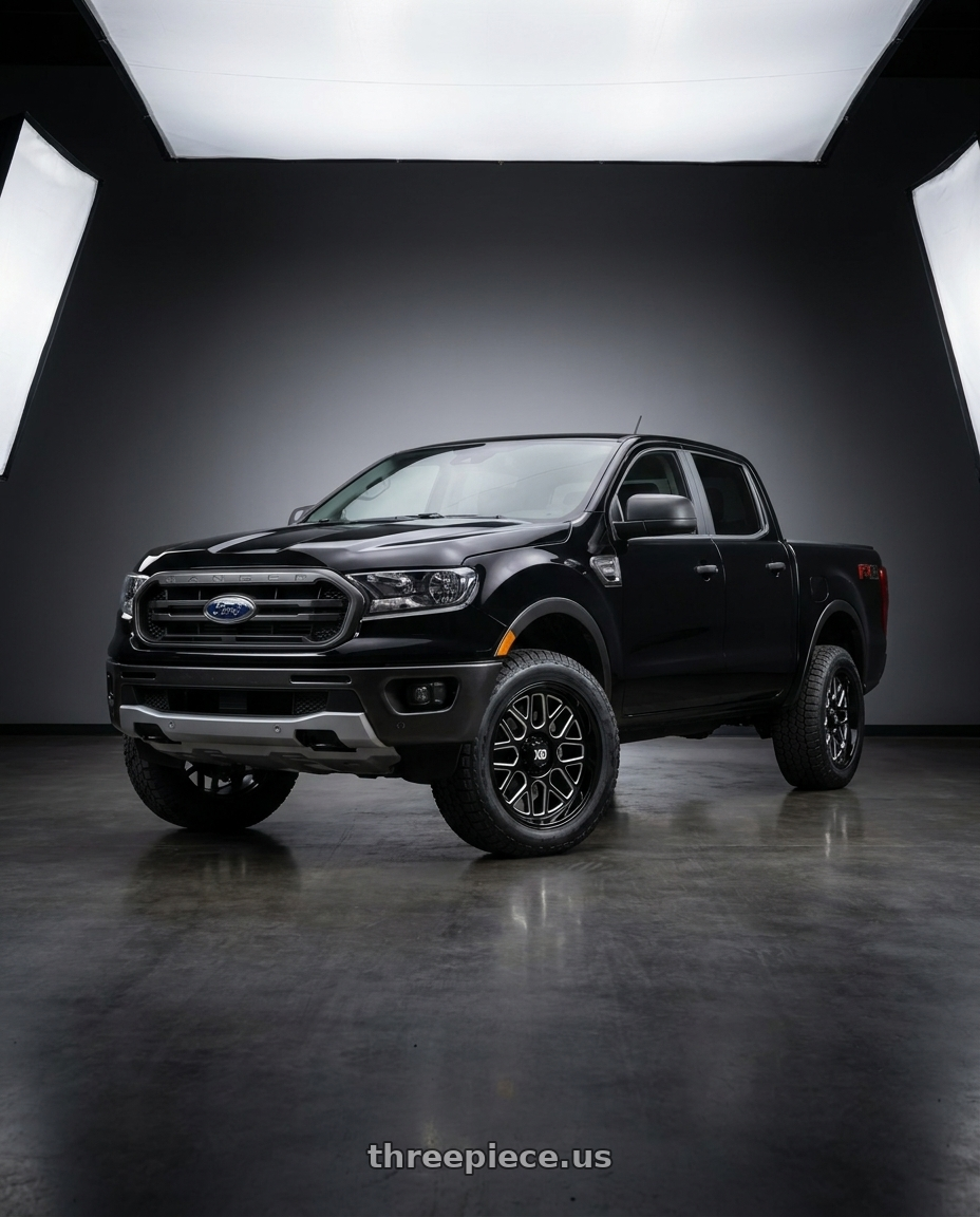2021 Ford Ranger XL with XD XD849 GRENADE 2 6X139.7 20X9 +18 GLOSS BLACK MILLED wheels