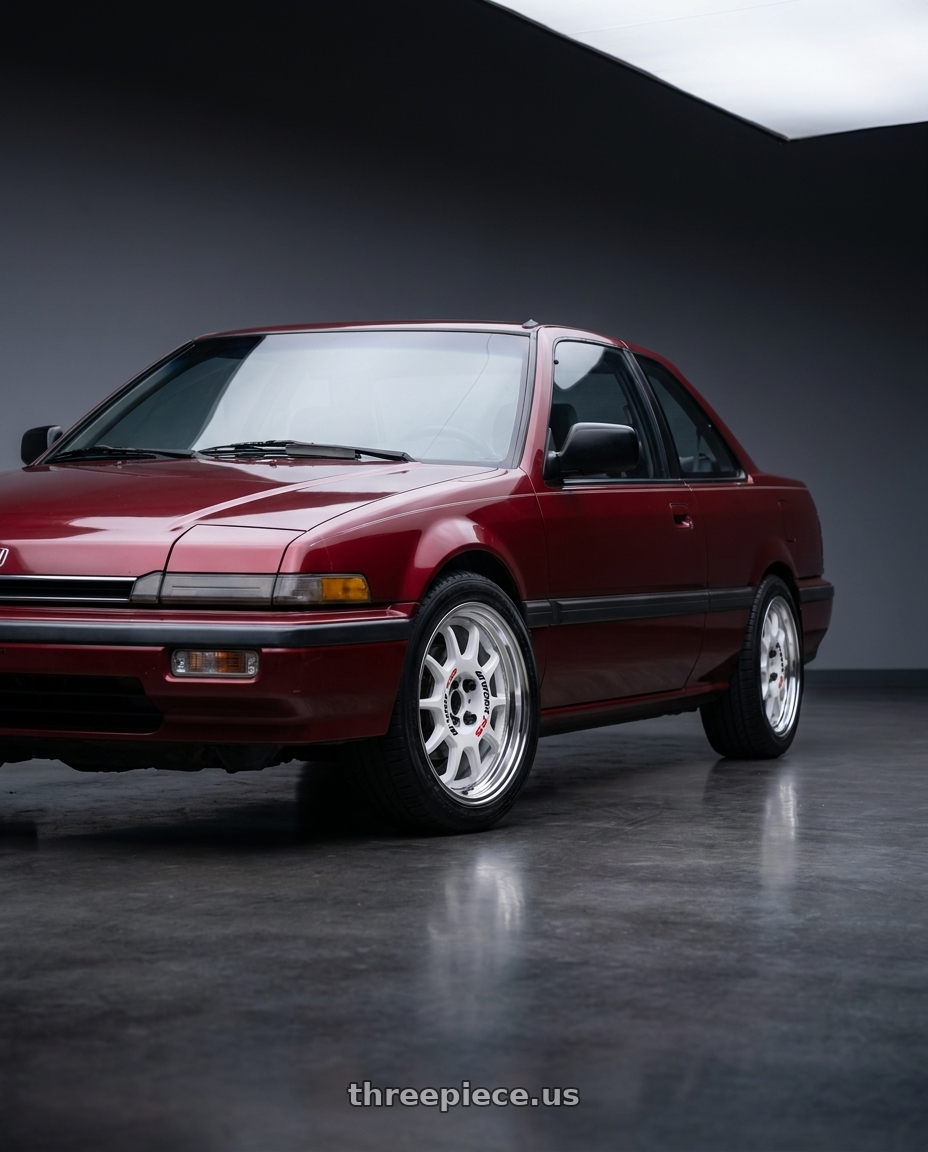1989 Honda Accord Lxi Maroon with Work Emotion Rs11 2p 4x100 16x7 45 white wheels