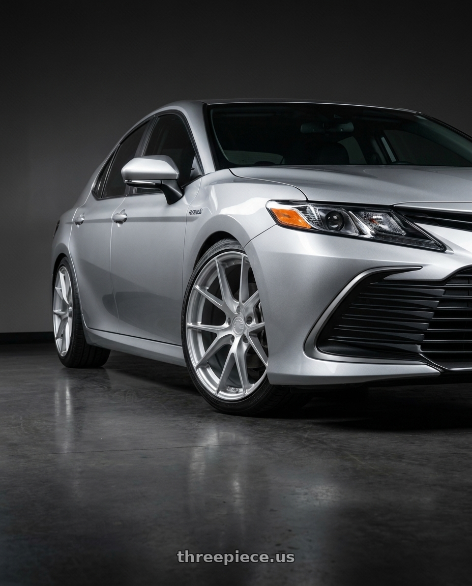 2021 Toyota Camry Hybrid LE with Aodhan AFF7 5x114.3 20x9+30 Gloss Silver Machined Face wheels