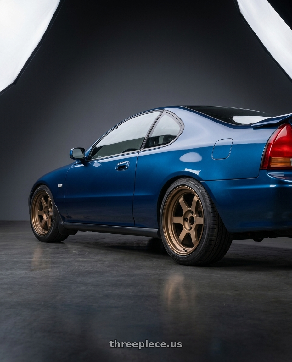 1993 Honda prelude with Volk Racing TE37V 4x114.3 15x8.0+0 wheels rear three quarter view square tires