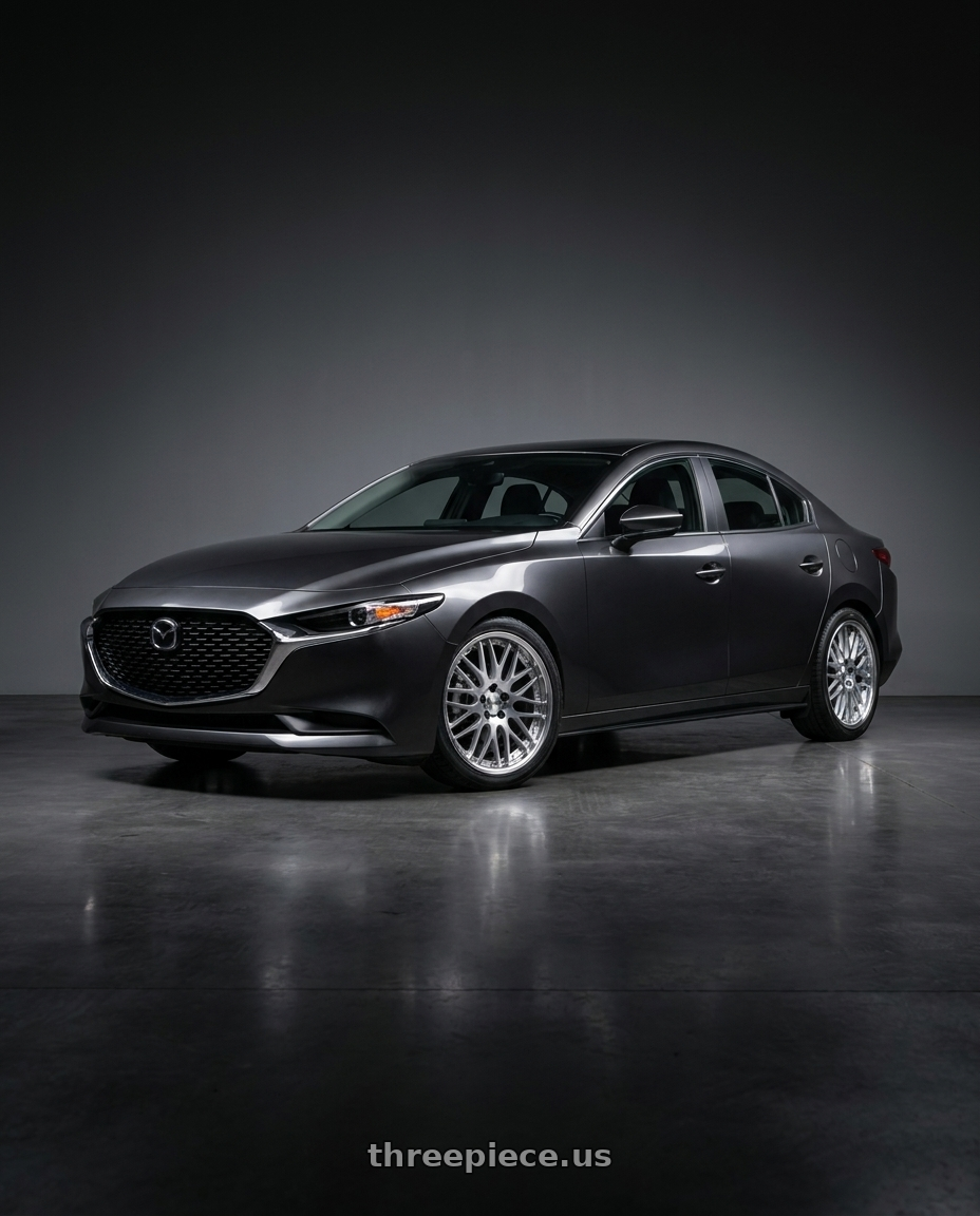 2026 Mazda Mazda3 Preferred Sedan with Work Lanvec Lm1 5x114.3 18x8+45 A Disk Machine Silver Polish wheels