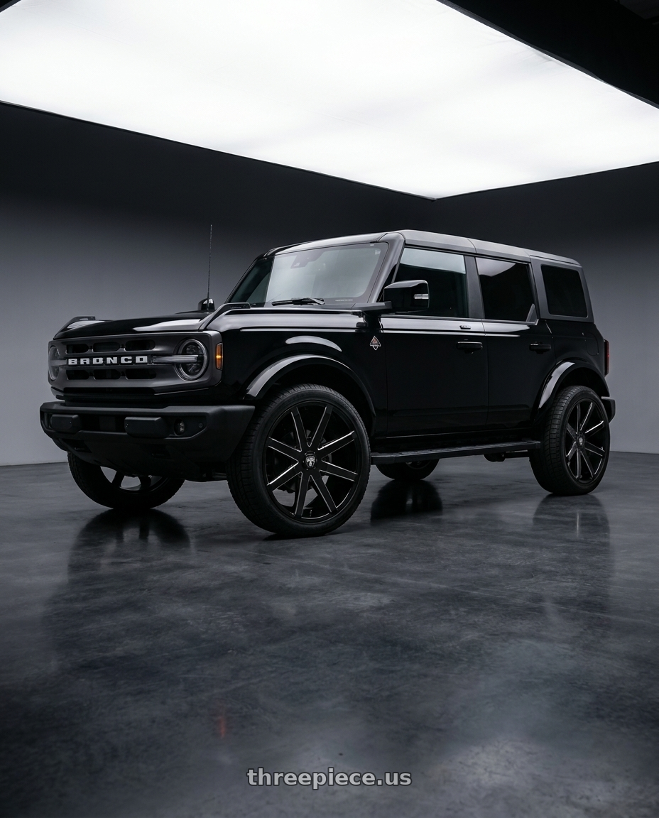 2025 ford bronco outerbank with DUB 1PC S109 PUSH 6X135/6X139.7 24X9.5 +25 GLOSS BLACK MILLED wheels