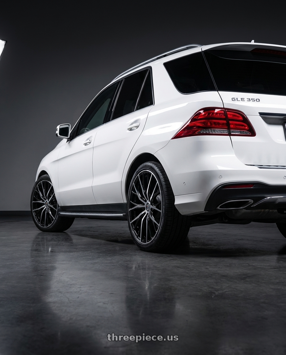 2018 mercedes gle350 with MARQUEE WHEELS M4409 5x114.3 20x8.5+35 BLACK / MACHINED wheels rear three quarter view square tires