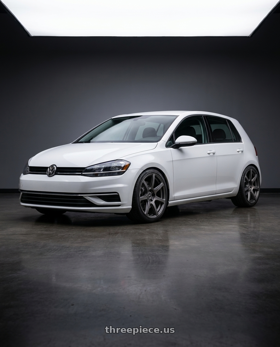 2019 vw golf with Work Emotion T7r 5x100 18x10.5 +12 Matte Gunmetal wheels