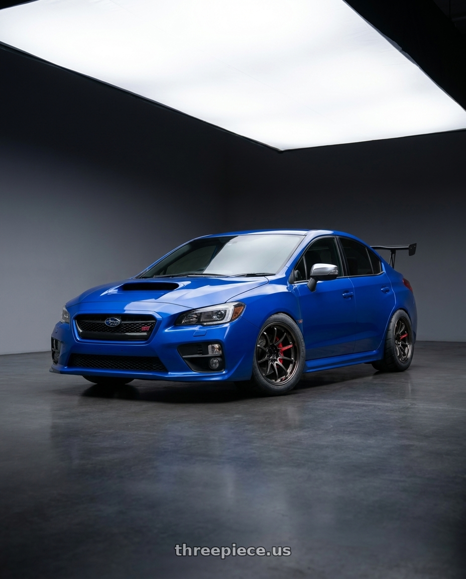 2021 subaru WRX STI wr blue with Volk Racing CE28 Club Racer II 5x114.3 18x10.5+22 Black Edition wheels