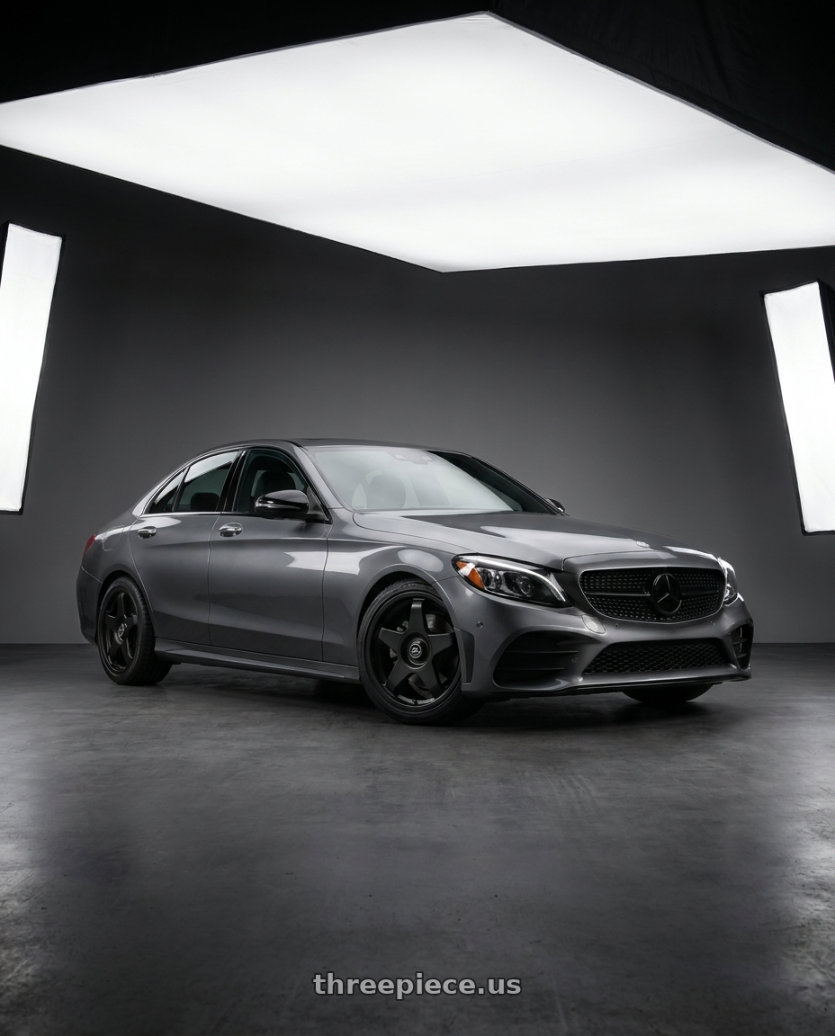 2021 Mercedes Benz C300 Night Edition with fifteen52 CHICANE 5x112 / 5x120 18x8.5 +35 ASPHALT BLACK (SATIN BLACK) wheels