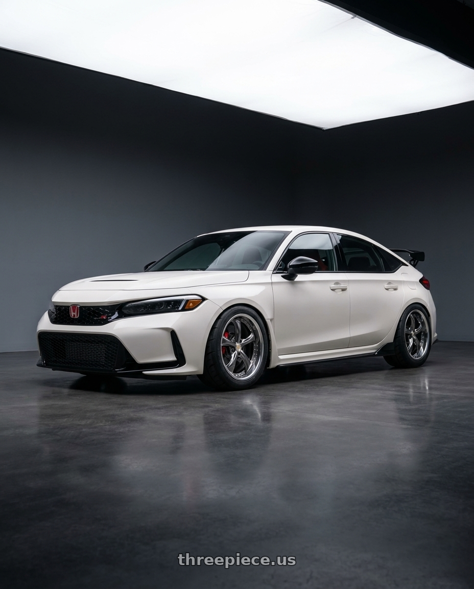 2023 Honda civic type r with Work Wheels VS-KF 5x120 19x9.5+35 Brilliant Silver Black L Disk FULL REVERSE wheels