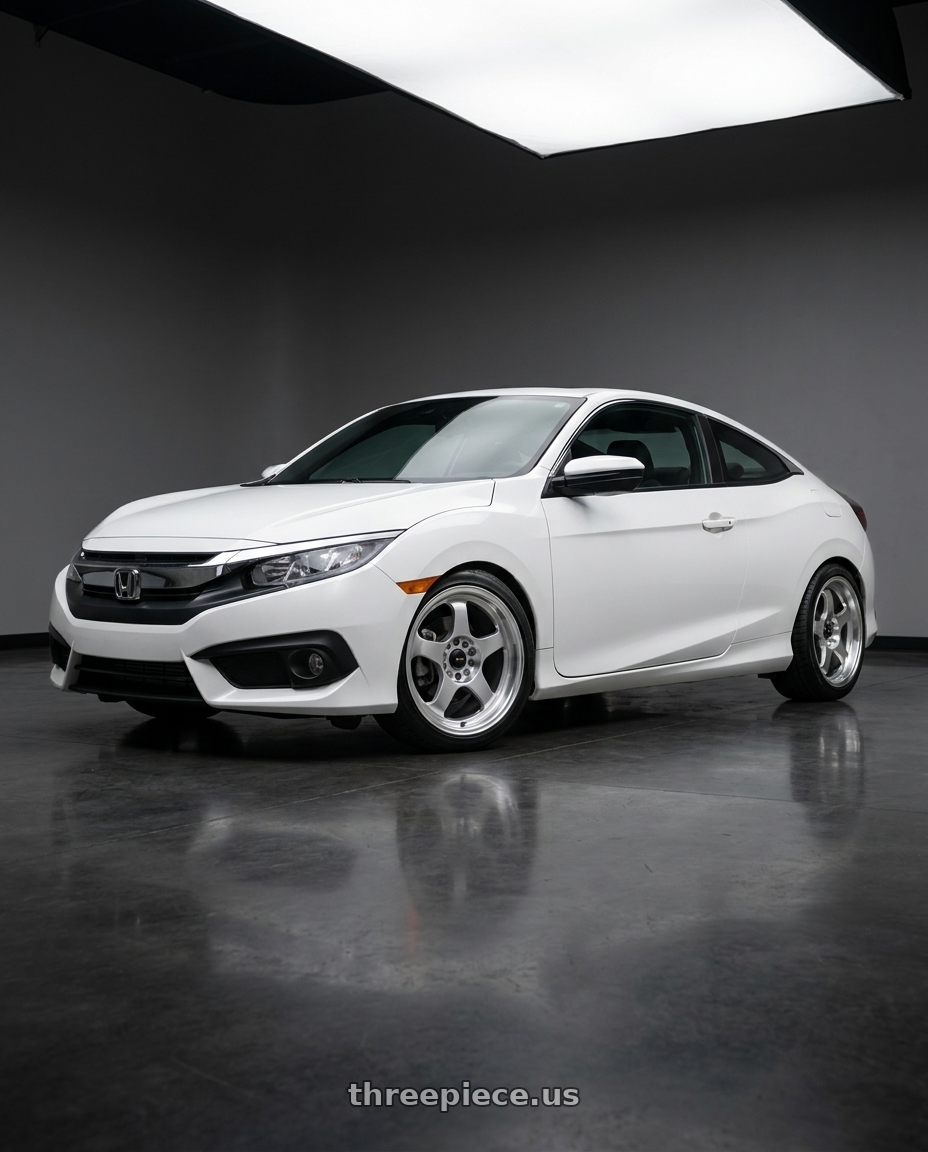 2017 Honda Civic with Vors SP1 4x100 15x7  +35 Silver Machine Face Lip wheels