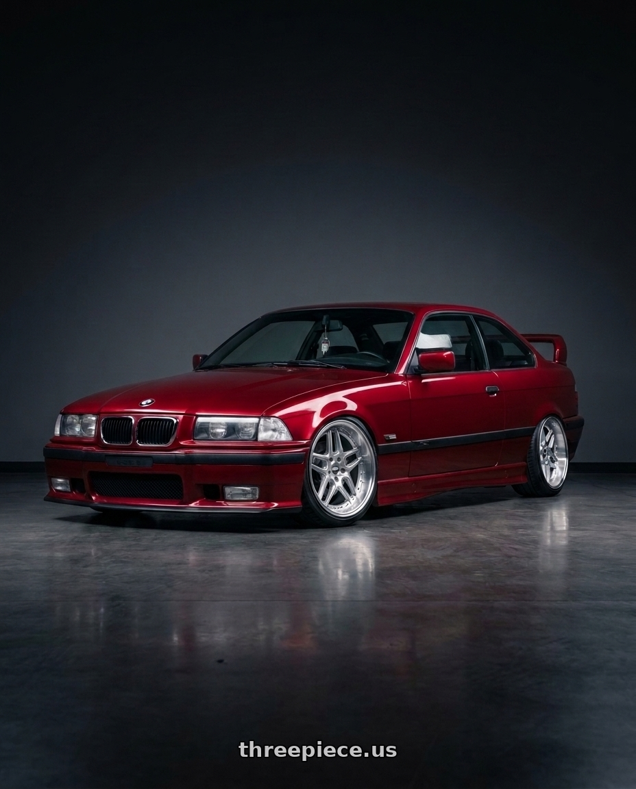 1996 BMW E36 328is with Vors AR5 5x120 17x9 +30 Silver Machine Face Lip Chrome Rivet wheels